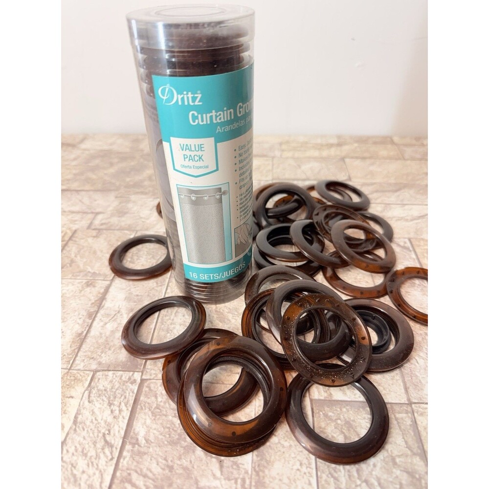Dritz  Curtain Grommets 1 3/8”Inner Diameter Plastic 32 PCs Pkg-MARBLE Brown New - Picture 2 of 9